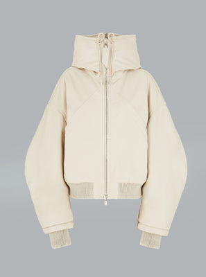 The Attico Leather Bomber Jack Light Beige