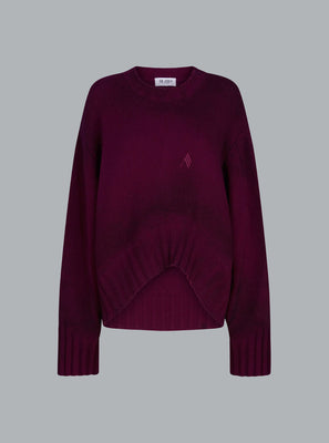 SPRAYED WOOL CASHMERE CREWNECK BURGUNDY