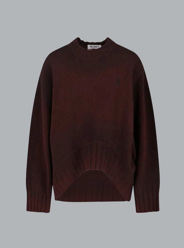 SPRAYED WOOL CASHMERE CREWNECK DARK BROWN