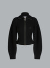 RIBBED WOOL CASHMERE ZIP THROUGH KNIT