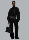 RIBBED WOOL CASHMERE ZIP THROUGH KNIT
