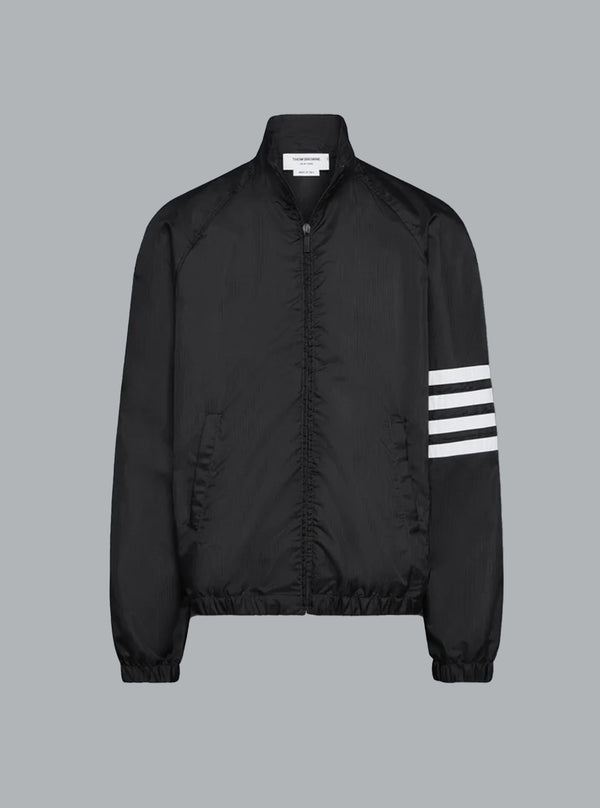 Glanzende ripstop raglan 4-bar trainingsjas zwart