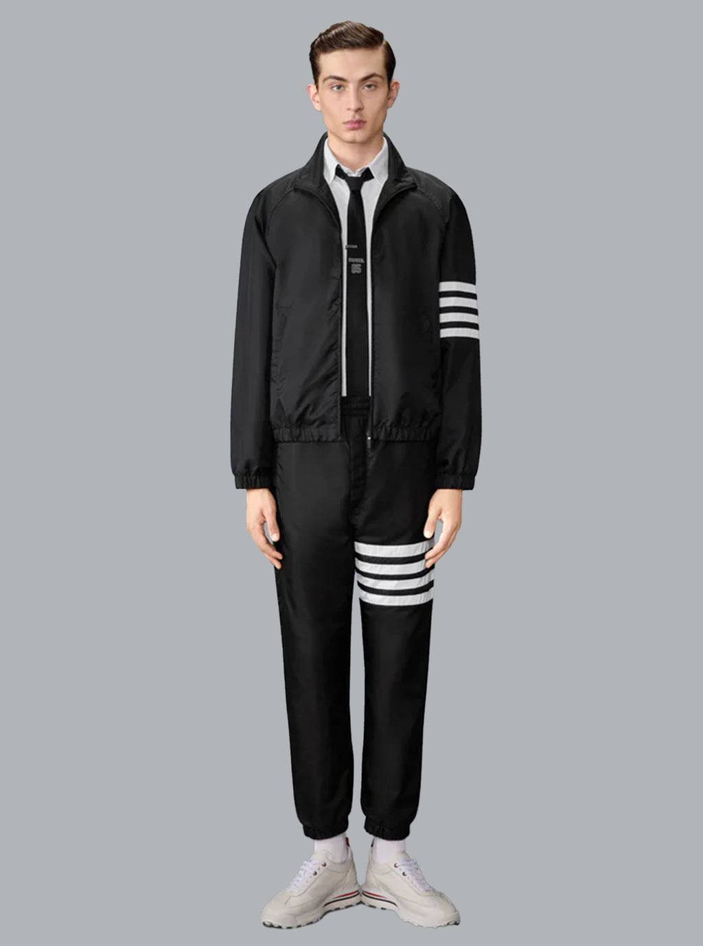 SHINY RIPSTOP RAGLAN 4-BAR TRACK JACKET BLACK