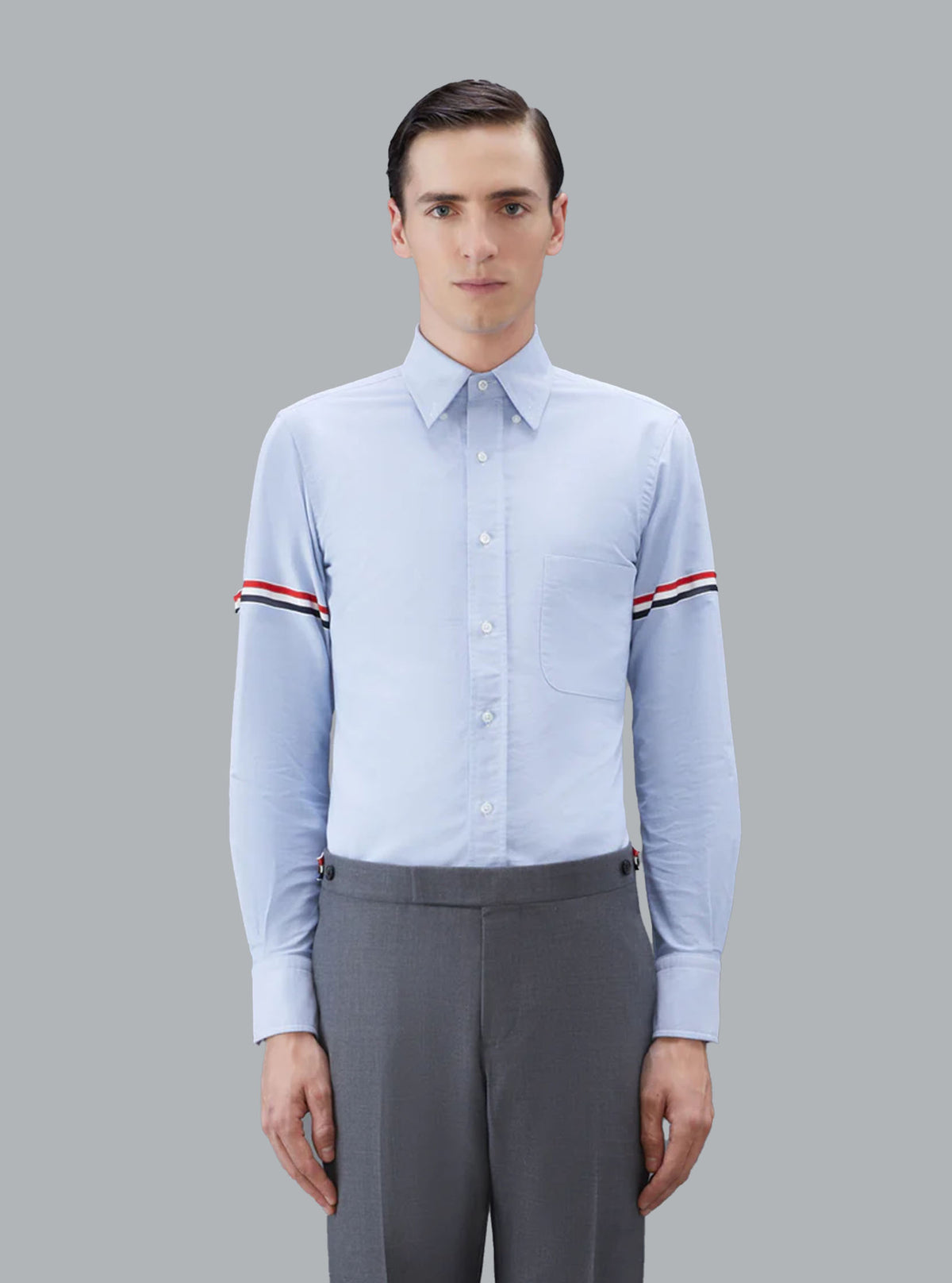 Klassisches Oxford-Hemd mit Armbändern, Blau