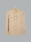 cotton linen light drill military fit shirt beige
