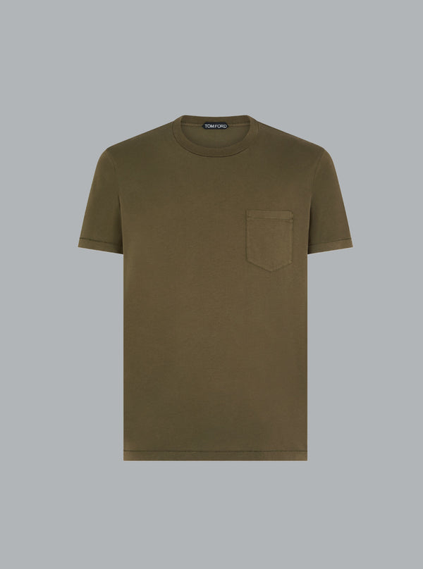 cotton silk ss crew neck military green