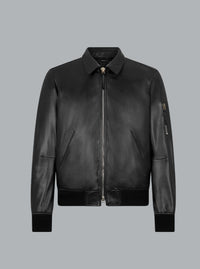 zachte nappa blouson met lange kraag