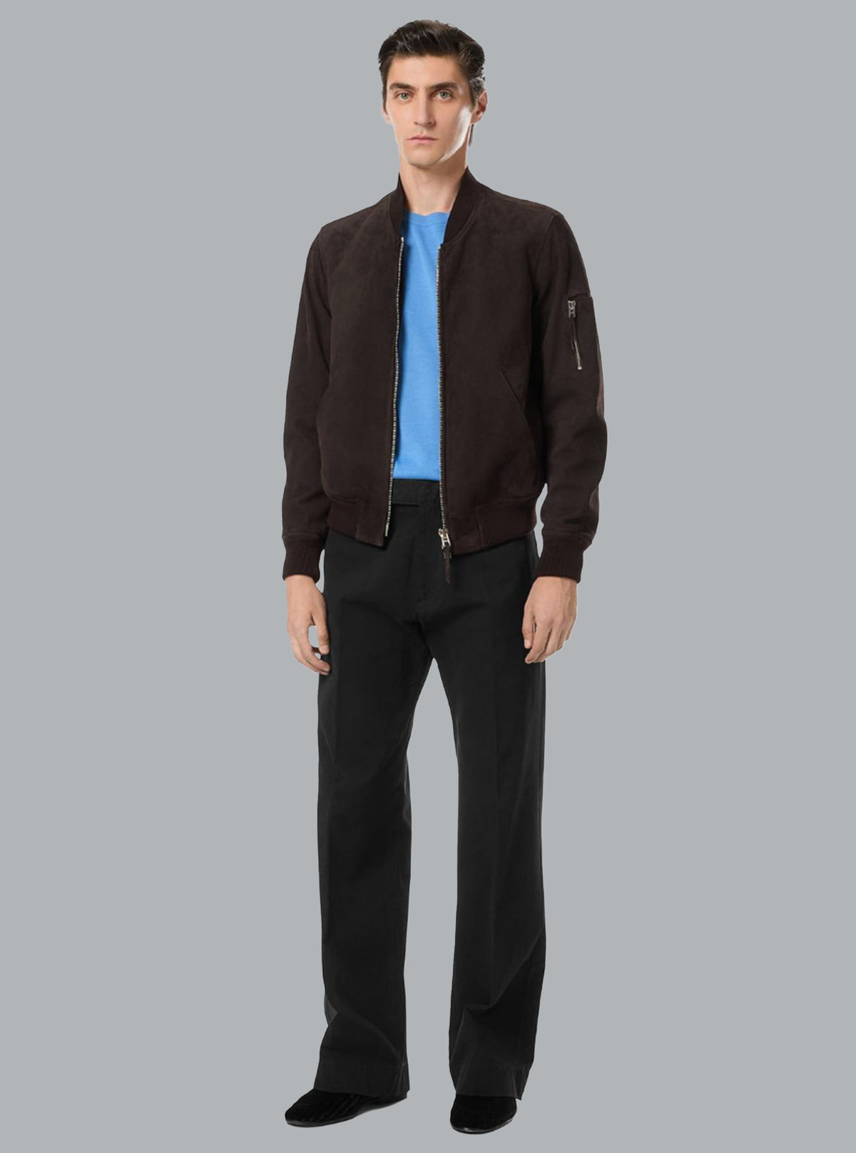 light suede bomber brown