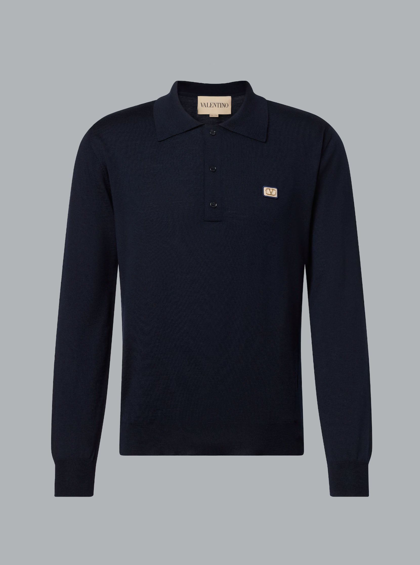 KNITWEAR POLO VLOGO SIGNATURE NAVY