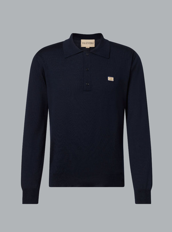 KNITWEAR POLO VLOGO SIGNATURE NAVY