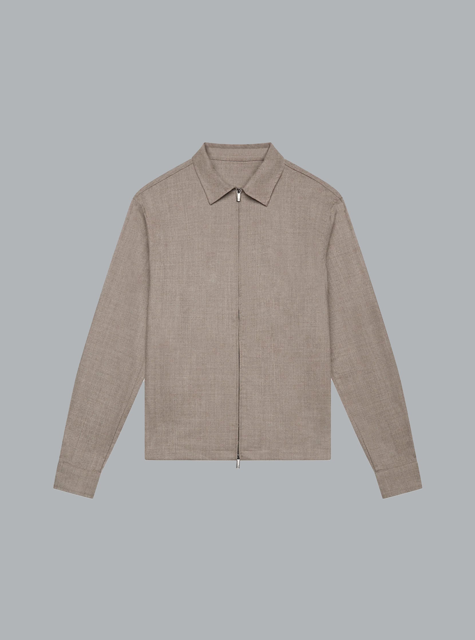 FLANNEL STRETCH OVERSHIRT LIGHT BEIGE