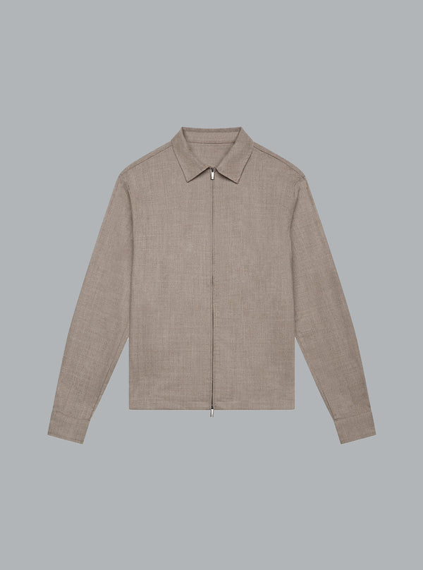 FLANNEL STRETCH OVERSHIRT LIGHT BEIGE