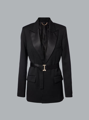 BELTED TAILORED JACKET BLACK