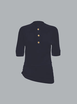 TWIST DETAIL POLO TOP NAVY
