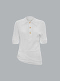 Polo top met twist detail, wit