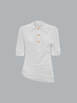 TWIST DETAIL POLO TOP WHITE