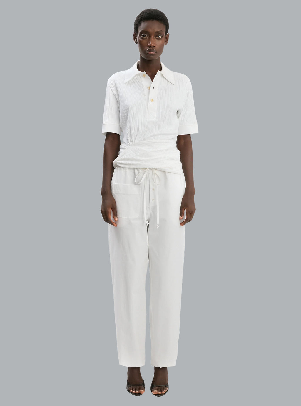 Poloshirt mit Twist-Detail WHITE