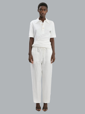 TWIST DETAIL POLO TOP WHITE