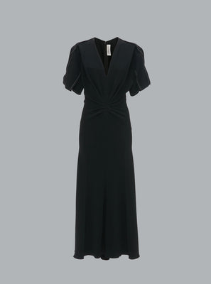 Gathered V-Neck Black