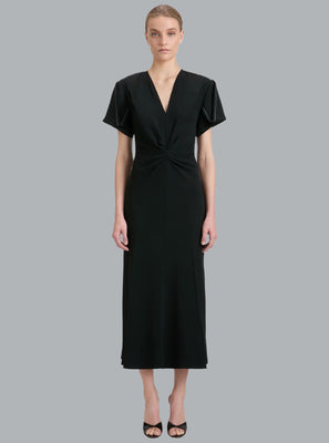 Gathered V-Neck Black