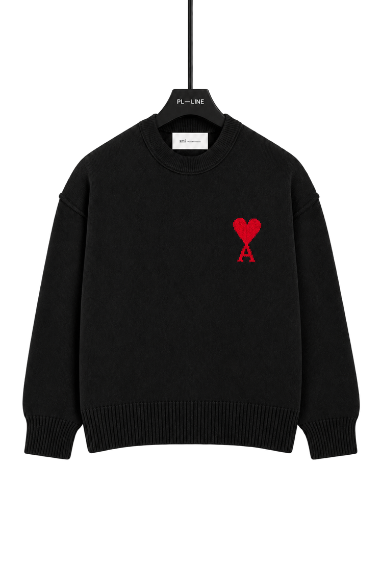 FELTED MERINO WOOL AMI DE COEUR CREWNECK – front