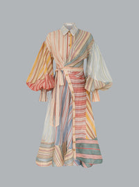 Rebellion gestreepte midi-jurk