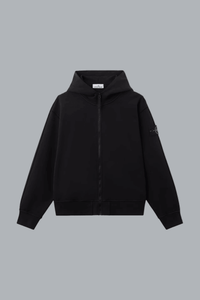 Hoodie van biologisch katoen fleece, zwart.