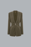 BELTED TAILORED JACKET SAGE MELANGE
