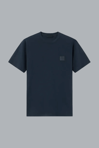 S.I. GHOST ORGANIC COTTON JERSEY CREPE T-SHIRT NAVY BLUE