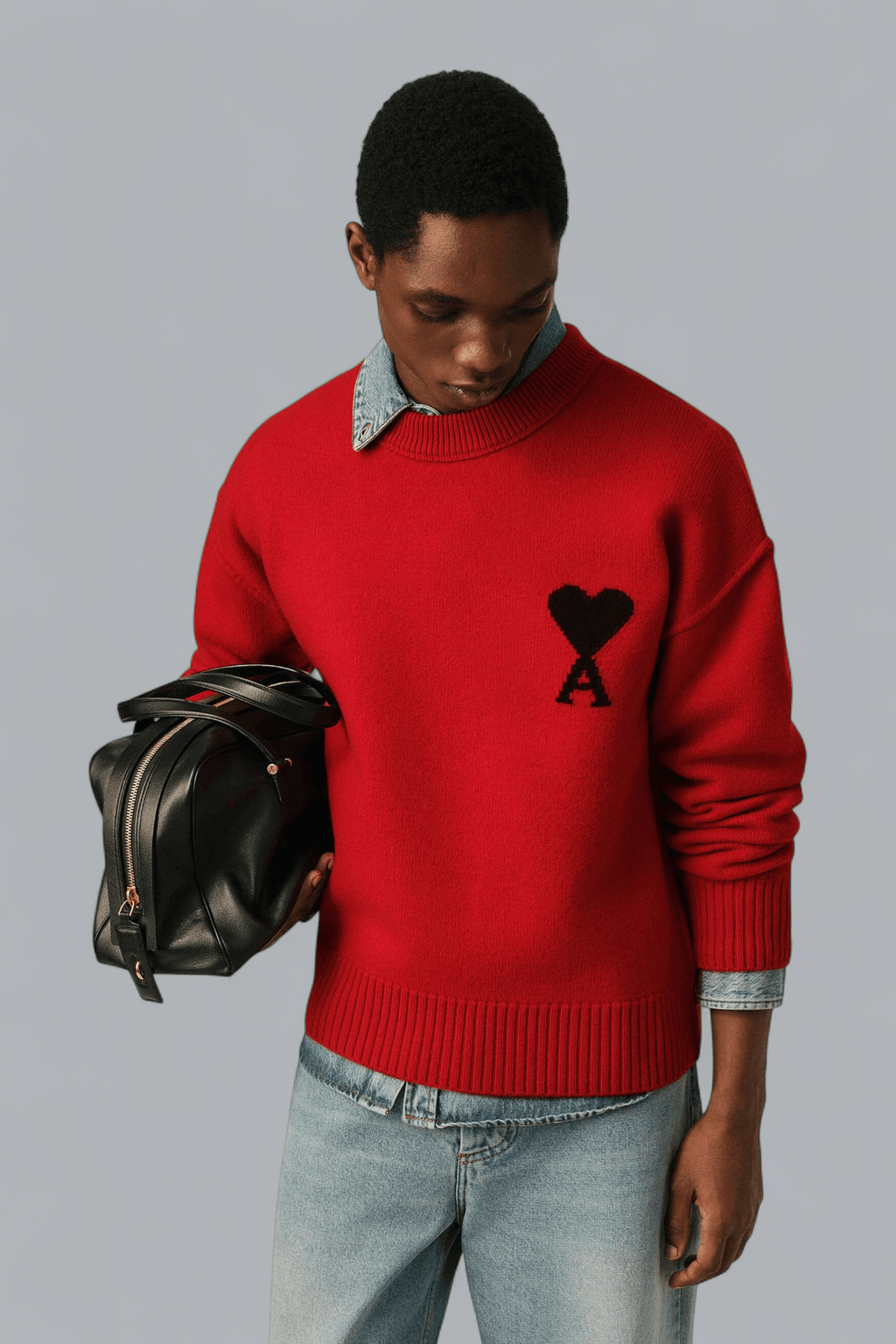FELTED MERINO WOOL AMI DE COEUR CREWNECK