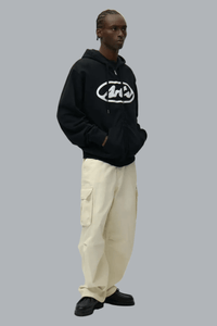 Circle Logo Zip Hoodie Black