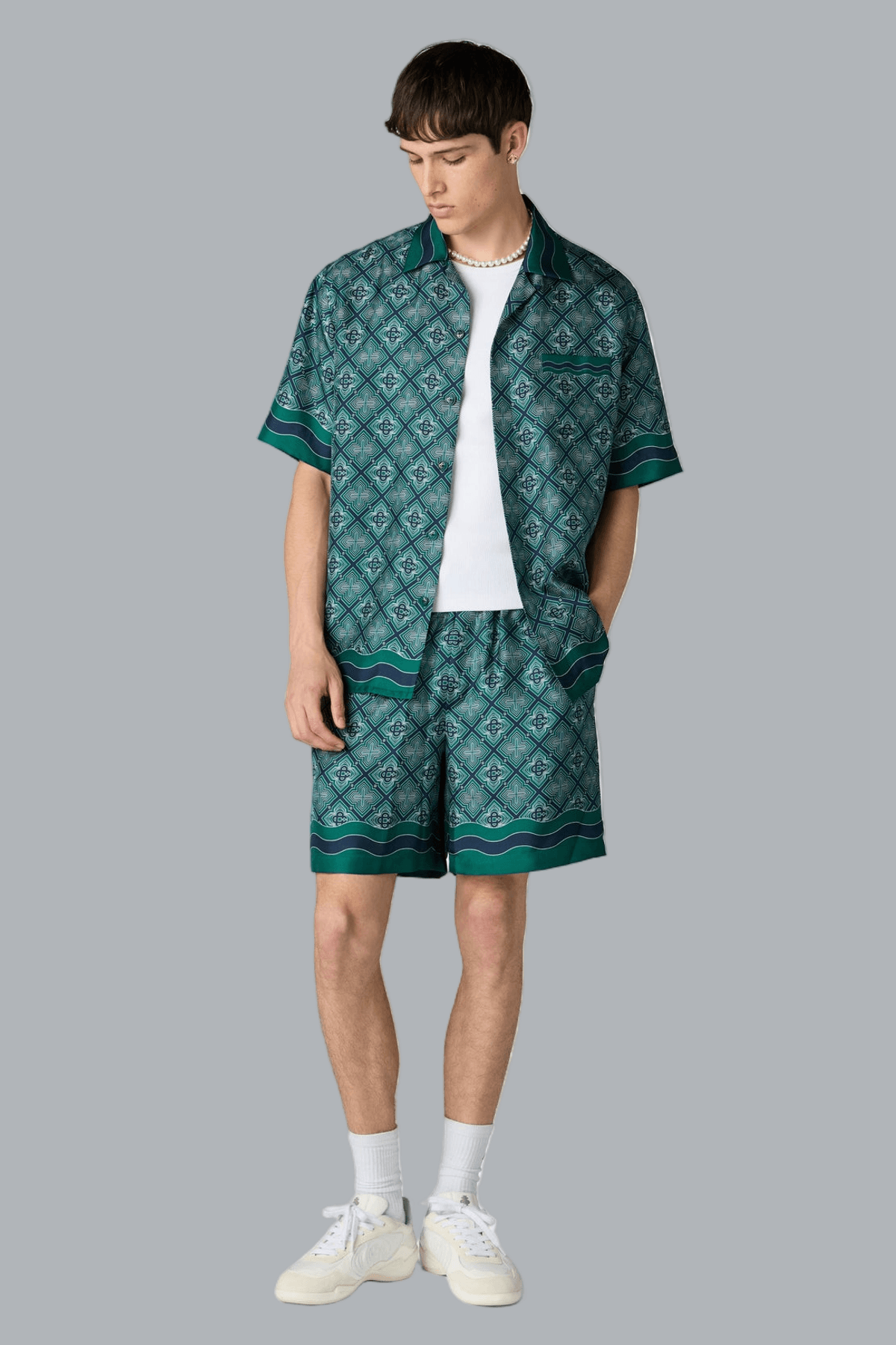 RADIATING MONOGRAM SILK SHORTS