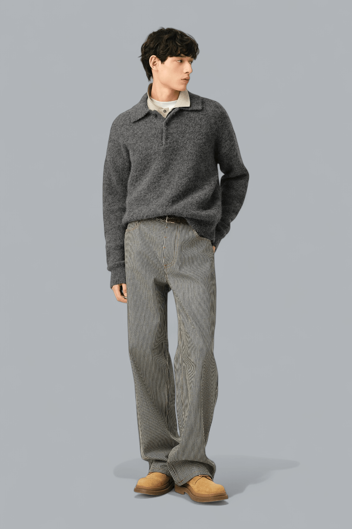 WOOL AND ALPACA AMI POLO SHIRT