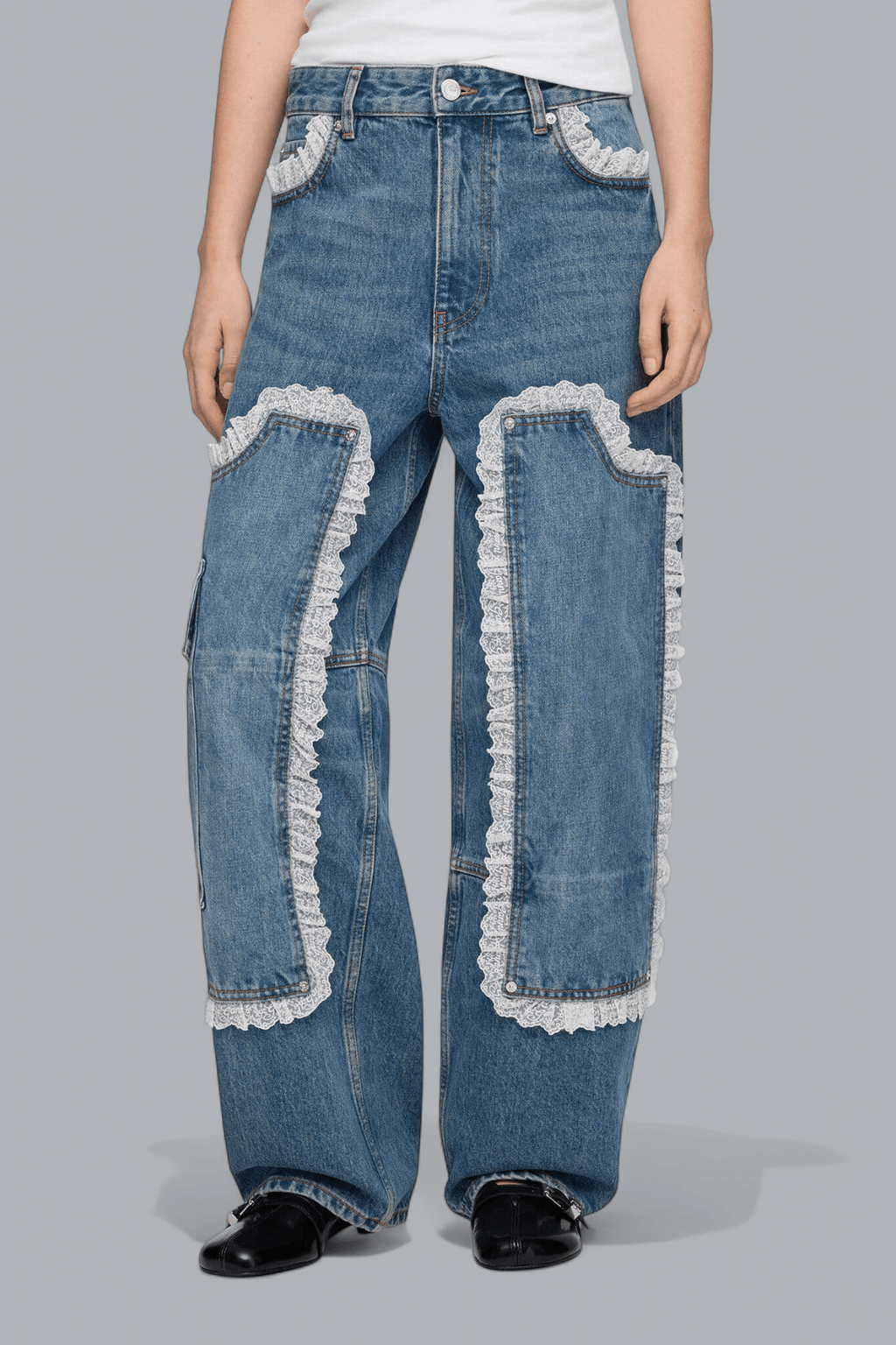 RIGID DENIM LACE AUDRI JEANS