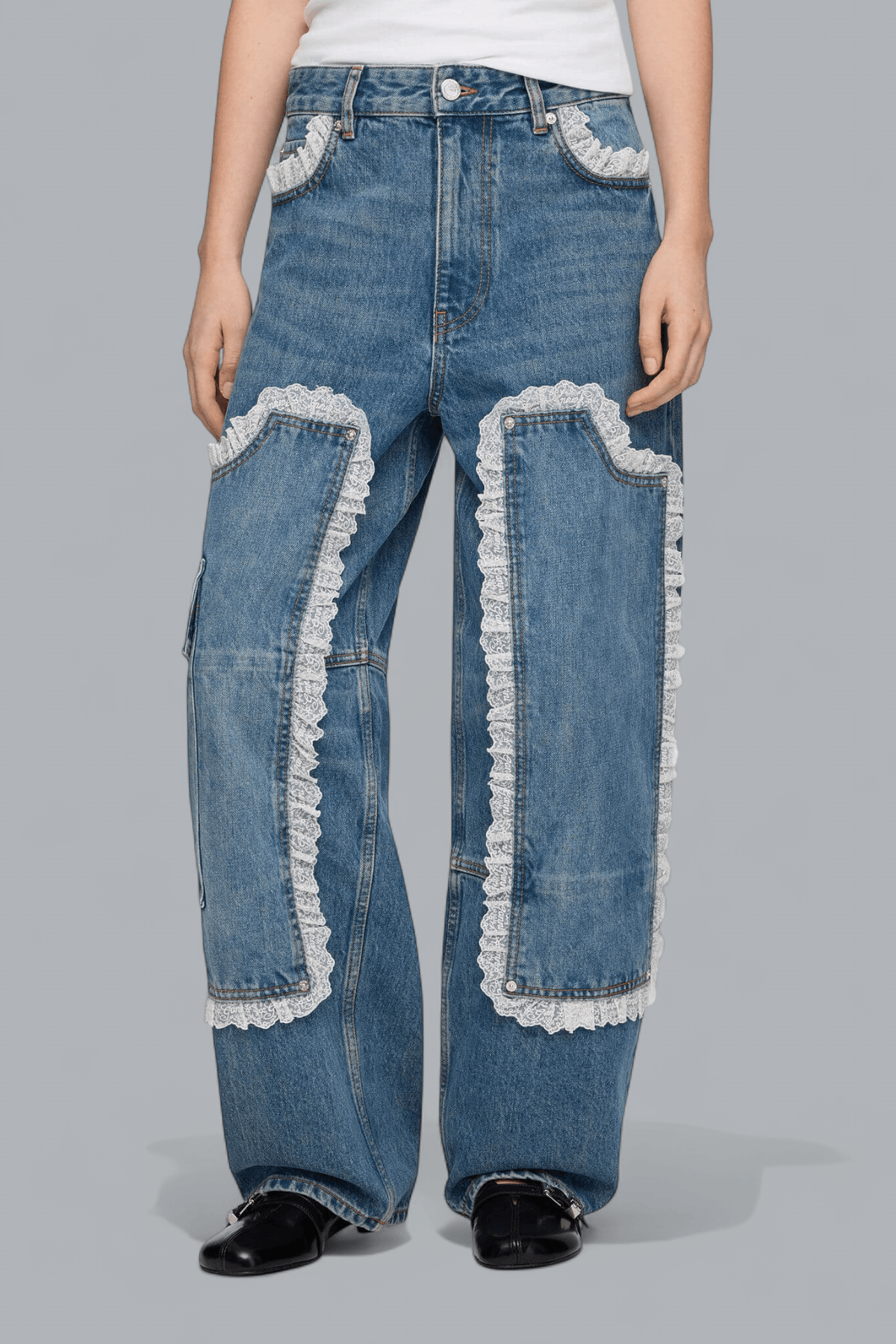 RIGID DENIM LACE AUDRI JEANS