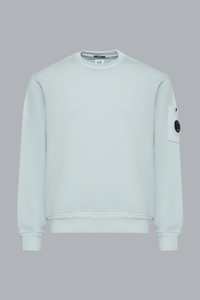 COTTON DIAGONAL FLEECE CREWNECK LENS SWEATSHIRT SILVER BLUE