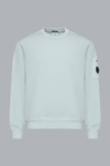 COTTON DIAGONAL FLEECE CREWNECK LENS SWEATSHIRT SILVER BLUE