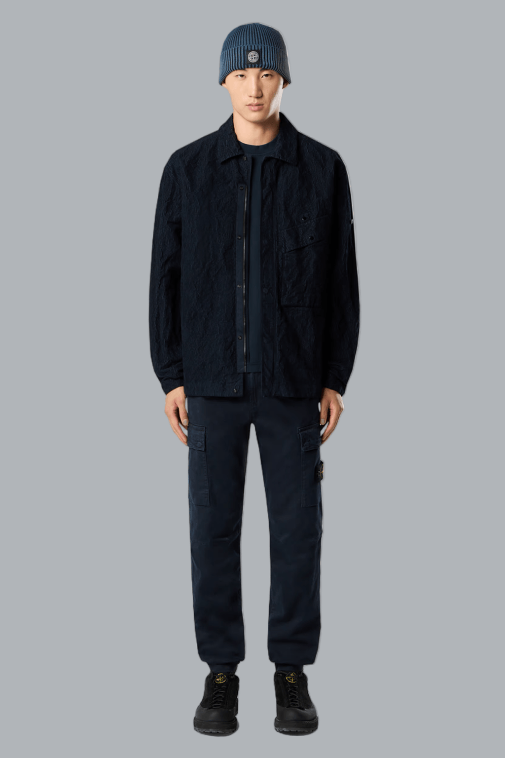 STRETCH ORGANIC BROKEN TWILL COTTON 'OLD' EFFECT CARGO PANTS
