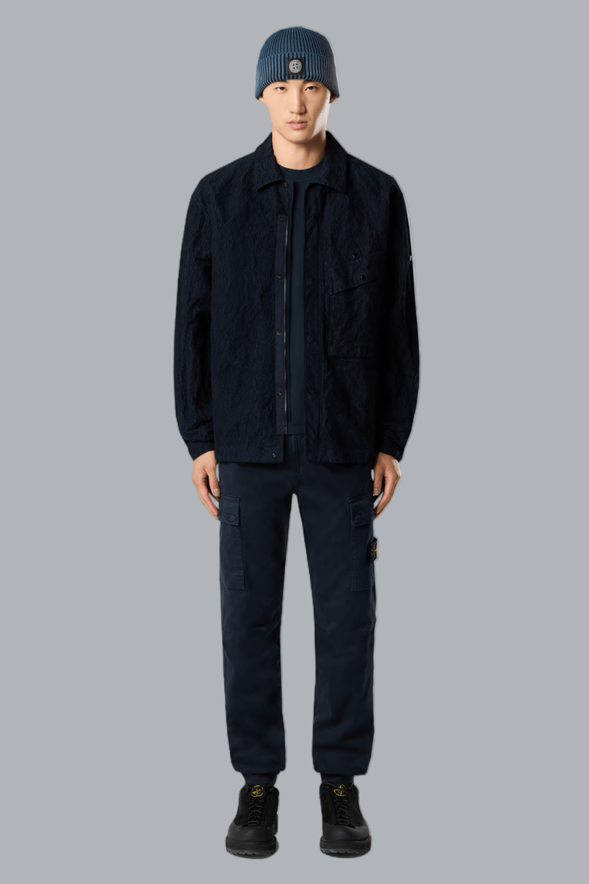 STRETCH ORGANIC BROKEN TWILL COTTON 'OLD' EFFECT CARGO PANTS
