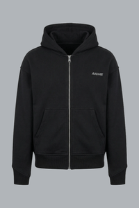 Washed A Logo Zip Through Hoodie