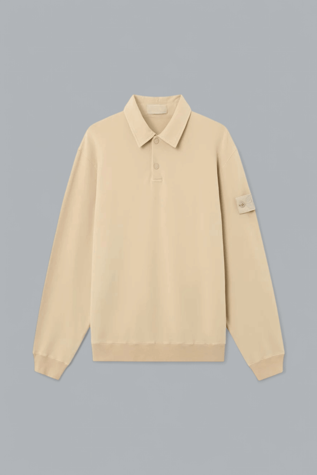 ORGANIC COTTON STRETCH FLEECE GHOST POLO SWEATER