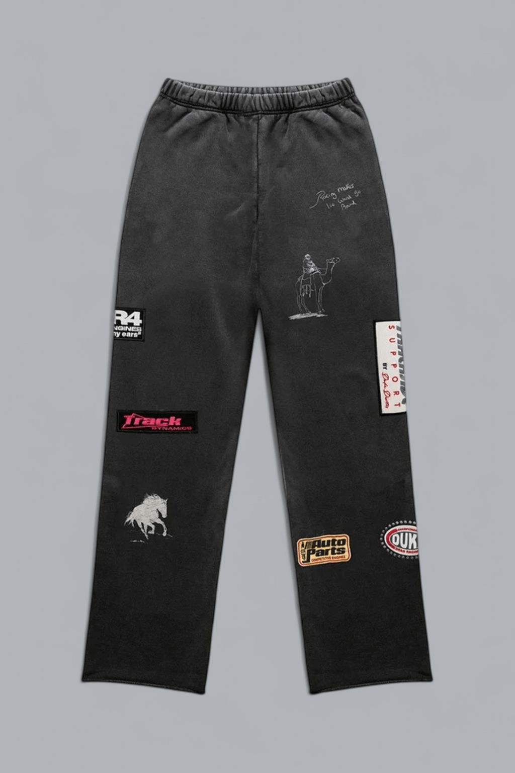 Geborduurde gewassen joggingbroek
