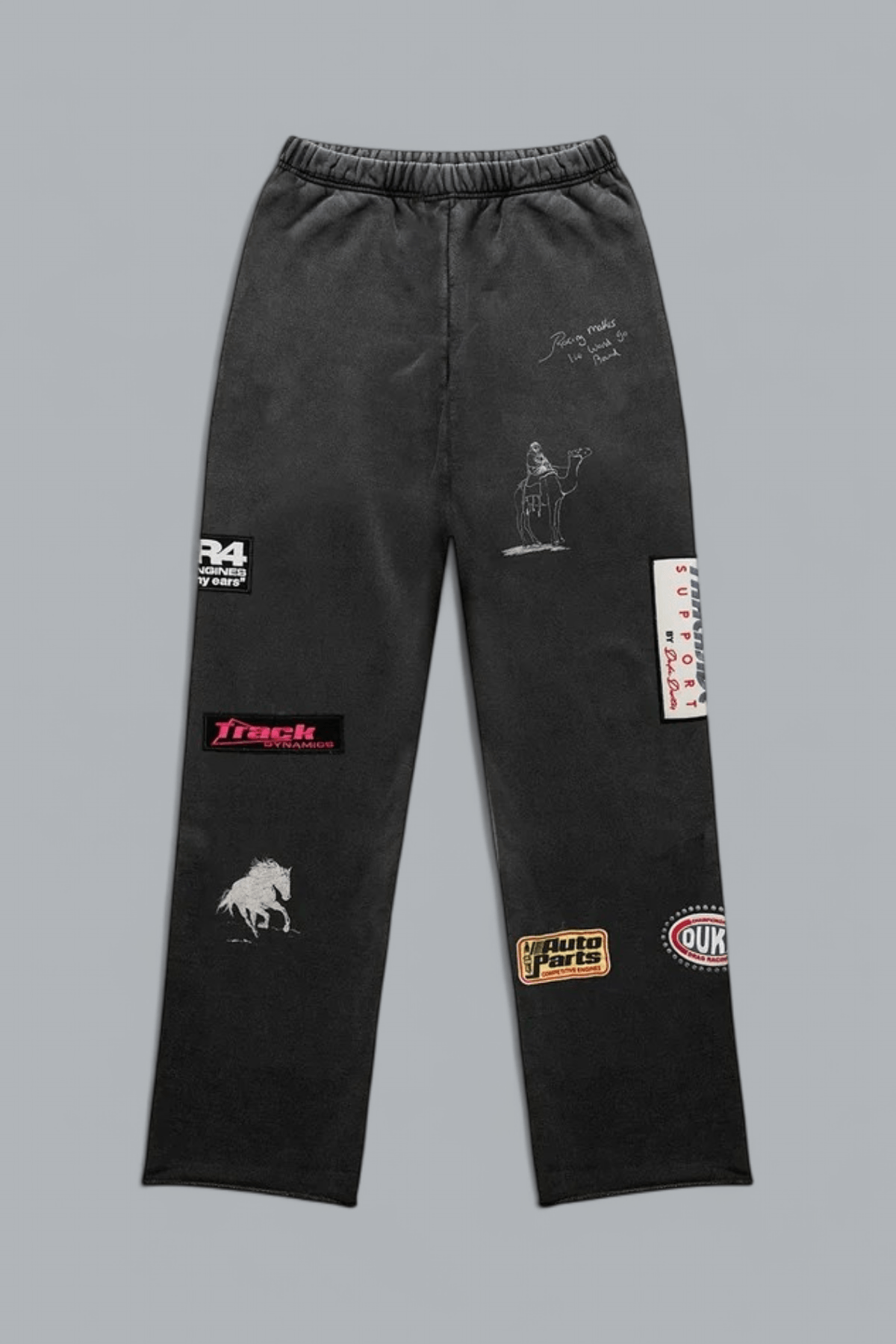 Geborduurde gewassen joggingbroek