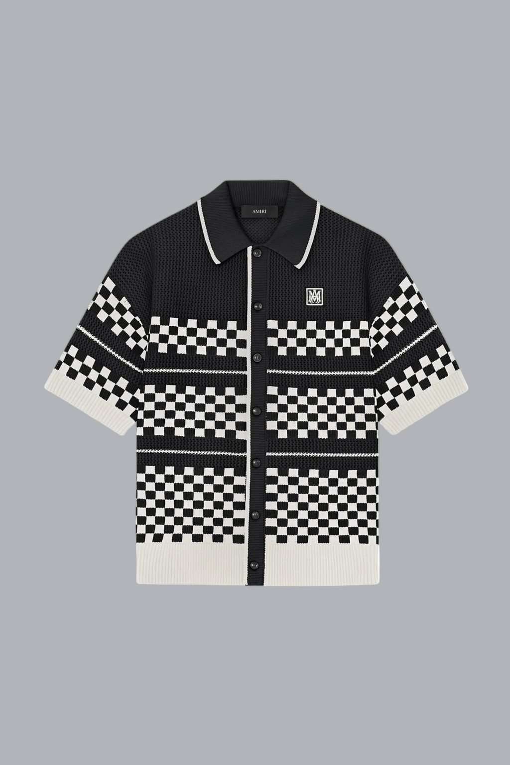 CHECKERED MESH SHIRT BLACK