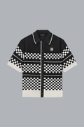 Geruit mesh shirt zwart