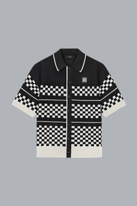 Geruit mesh shirt zwart