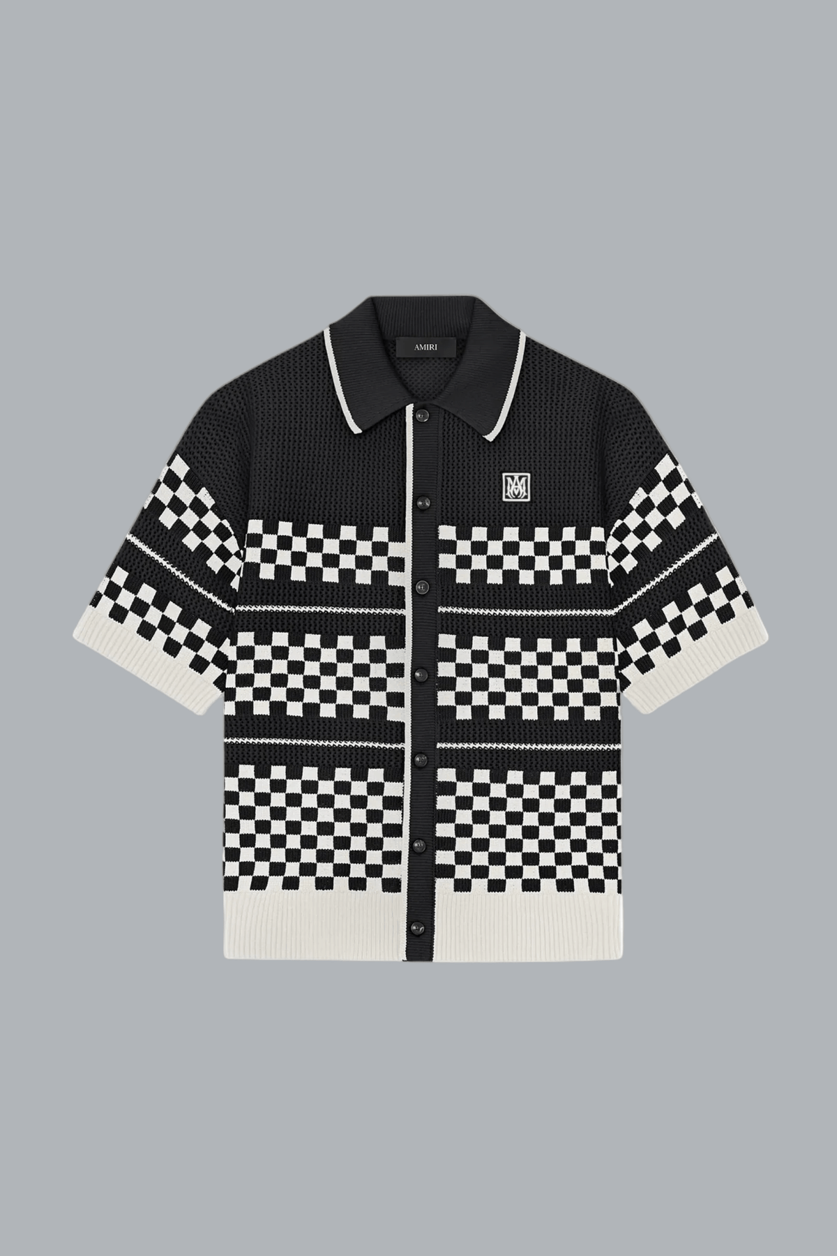 CHECKERED MESH SHIRT BLACK