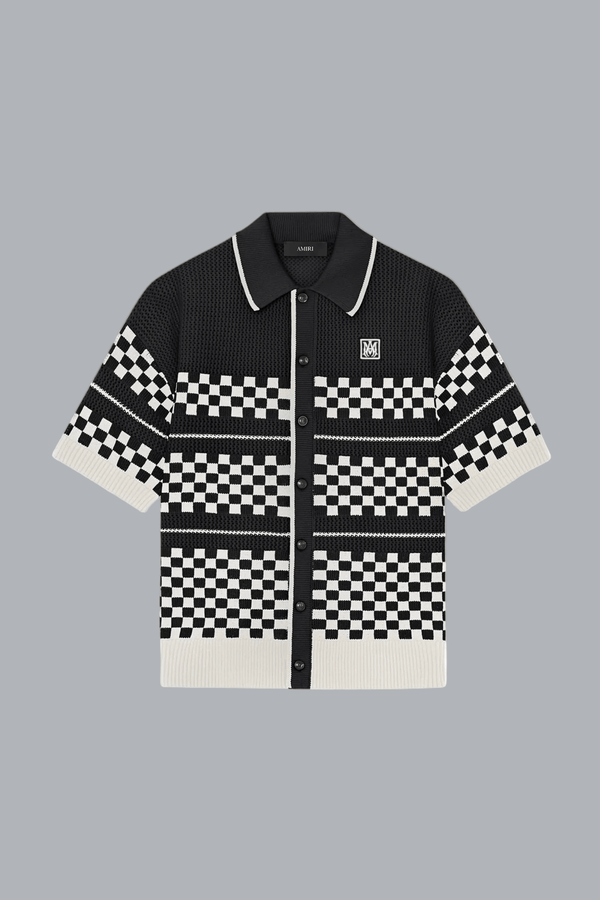 CHECKERED MESH SHIRT BLACK