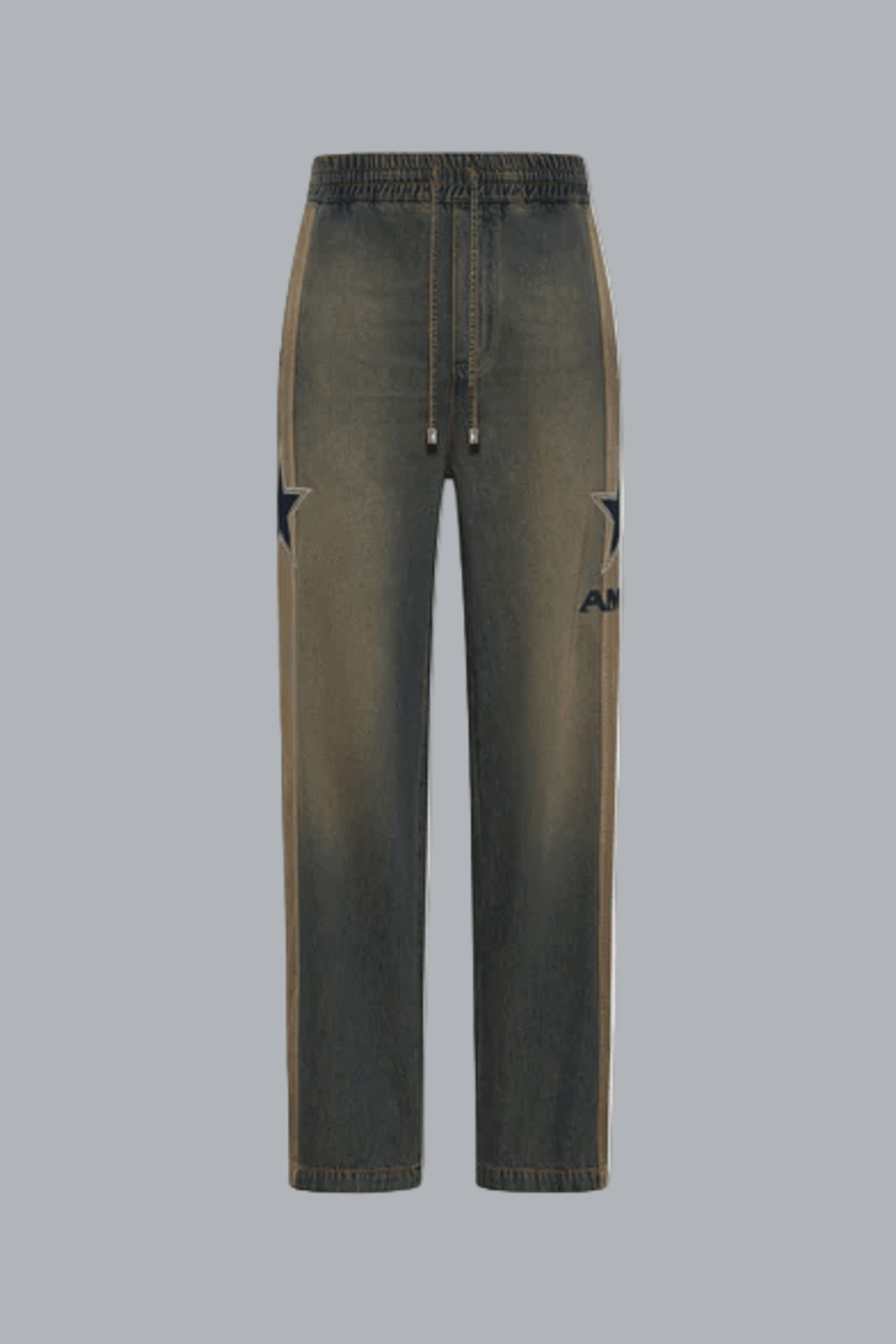 AMIRI SPORT DENIM TRACK PANT WORN SLATE