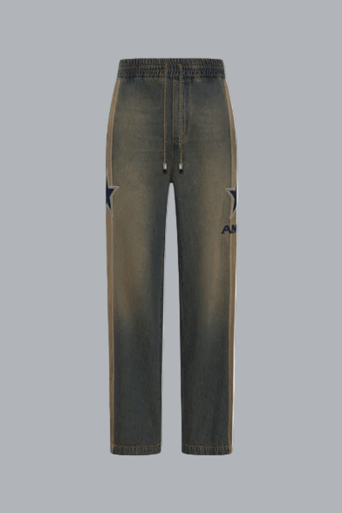 AMIRI SPORT DENIM TRACK PANT WORN SLATE